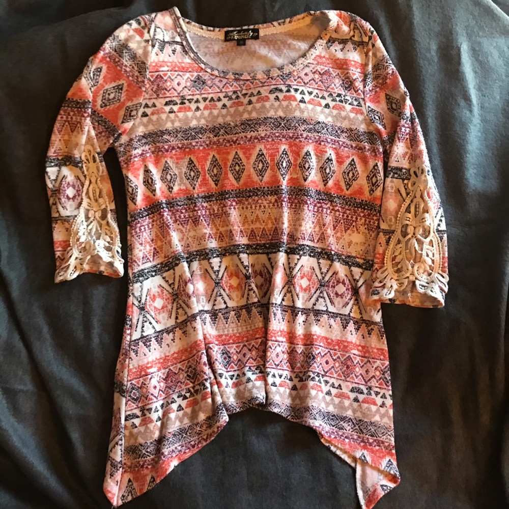 Aztec long sleeve flowy top